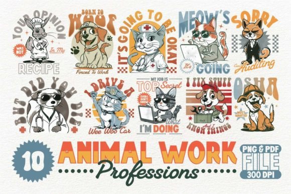 Animal Work Professions Design Bundle: Creative Assets for Modern Brands