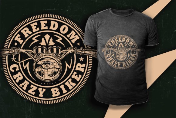 Freedom Crazy Biker T-Shirt Design: A Bold Graphic Asset