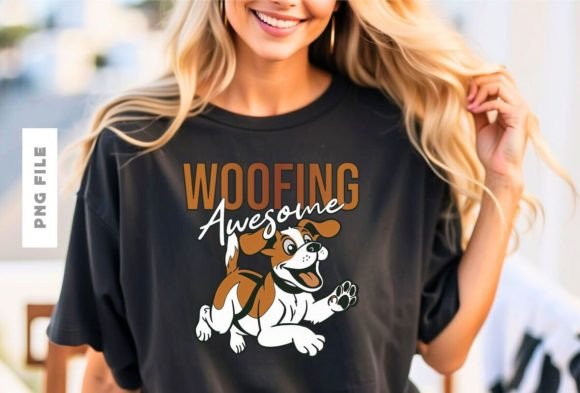 Woofing Awesome T-shirt Design: A Creative Asset for Modern Brands